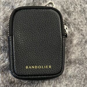 Bandolier Black Textured Leather Mini Zip Pouch